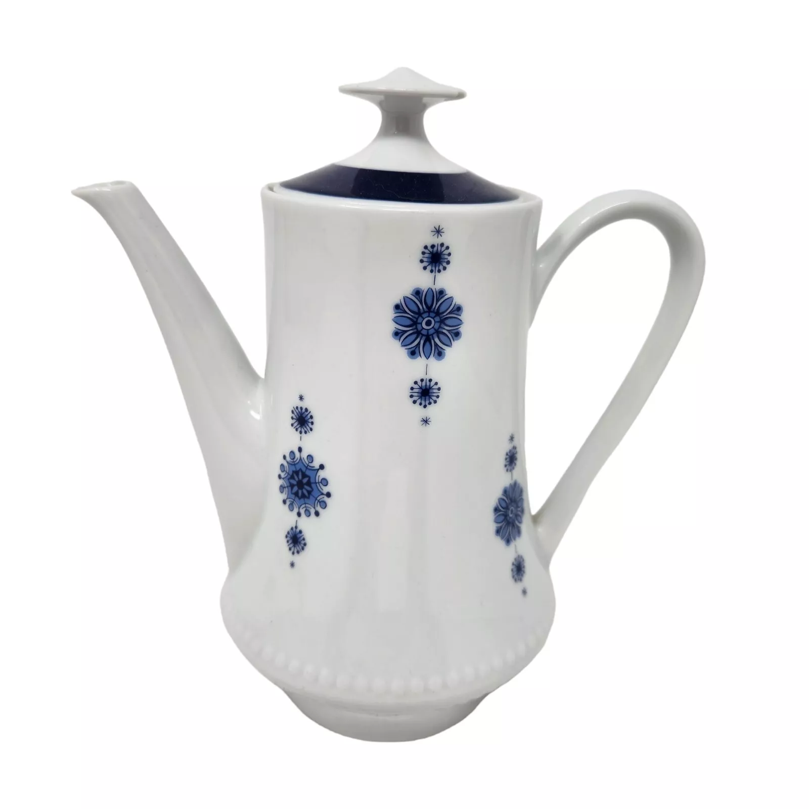 Mitterteich Vintage Bavaria Blue and White Coffee Pot Flower Pinwheel - $48.00