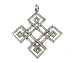 Handcrafted Solid 925 Sterling Silver Celtic Diamond Quaternary Knot Pendant - £20.19 GBP