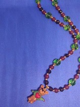 18&quot; Beaded Glass Necklace With Bear Pendant (Green) - £7.78 GBP