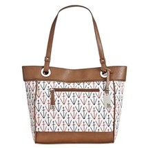 Style &amp; Co Brightspot Anchors Pattern Shopper Tote Large Brown Handbag Purse - £40.59 GBP