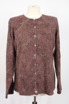 Deane &amp; White XLP Brown Floral Leaf Paisley Lambswool Angora Cardigan Sweater - £20.46 GBP
