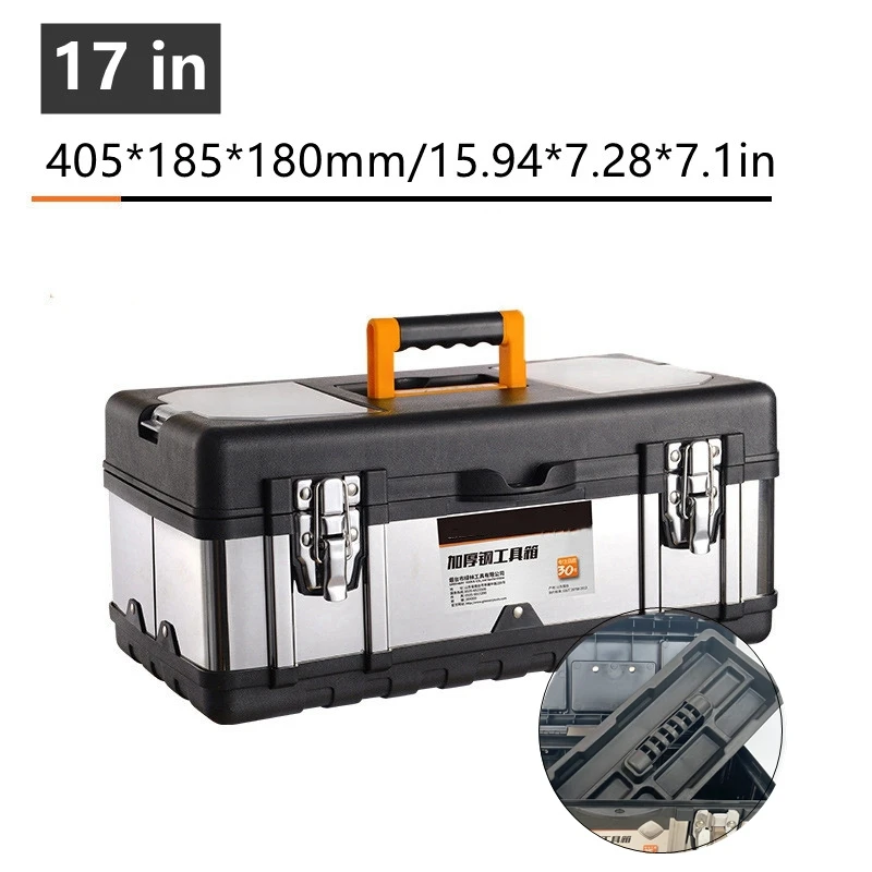 14/17/20 Inch Stainless Steel Toolbox Professional Electrician Suitcase ... - £89.96 GBP