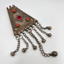 Massive Antique Yemenite Silver Coral Hand Made Women's Pendant Judaica ... - $210.00