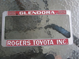 Glendora Rogers Toyota Inc Vintage Metal License Plate Frame Dealership - £38.54 GBP