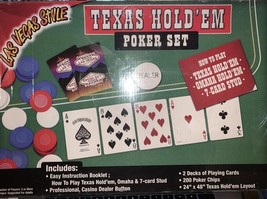 TEXAS HOLD EM Las Vegas Style Poker Chips 7 Cards Stud Set Game - $9.78