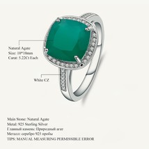 5.22Ct Natural Noble Green Agate Gemstone Classic Rings For Women 925 Sterling S - £52.34 GBP
