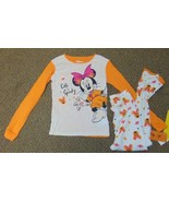 Girls Pajamas Halloween Disney Minnie Mouse Orange White 2 Pc Top Pants ... - £15.73 GBP