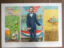 Stone Lithograph Emil Weddige Ann Arbor Conceived Liberty Lincoln Civil War - £145.90 GBP