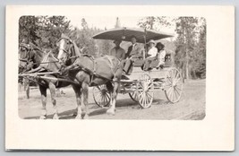 RPPC Dapper Man Lovely Ladies Horse Drawn Surrey Carriage Photo Postcard... - £15.12 GBP