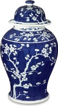 Temple Jar Vase Plum Tree Blue White Colors May Vary Variable Handmade - £345.33 GBP