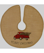 Merry Christmas Red Truck burlap Tree Skirt - 36 inch - £19.63 GBP