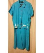 Women&#39;s Sag Harbor Turquoise full-length 2 piece linen blend dress size1... - £13.58 GBP