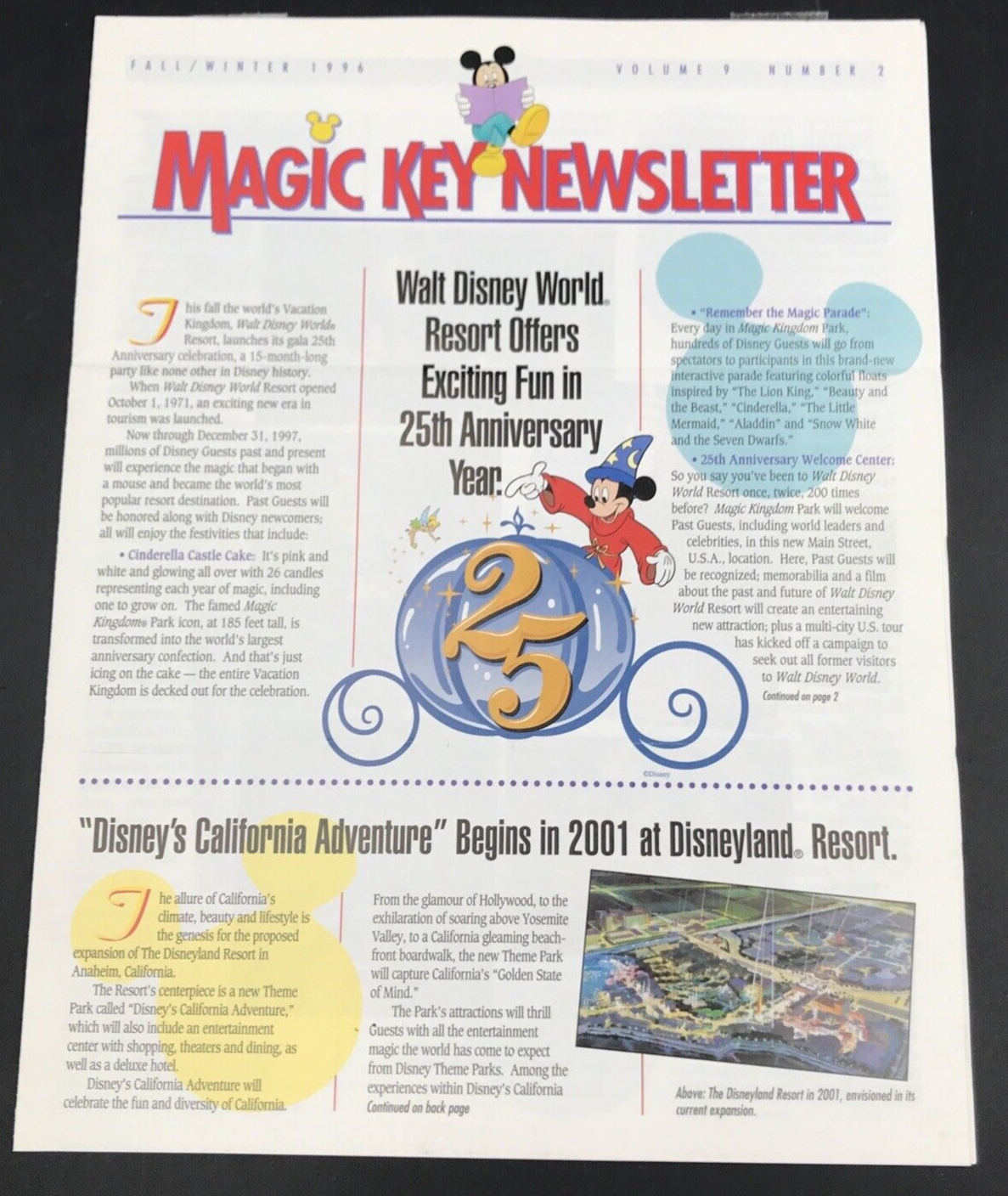 Primary image for 1996 Fall Winter Magic Key Newsletter Walt Disney Resort 25th Anniv Vol 9 No 2