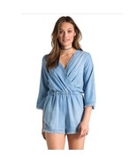 Chelsea &amp; Violet Chambray Frayed Shorts Romper Blue Large NWT - £30.24 GBP