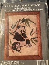 Deco Point Inc Counted Cross Stitch Kit PANDA GARDEN 5&quot; x 7&quot; New Sealed - $8.00