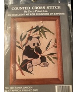 Deco Point Inc Counted Cross Stitch Kit PANDA GARDEN 5&quot; x 7&quot; New Sealed - £6.39 GBP