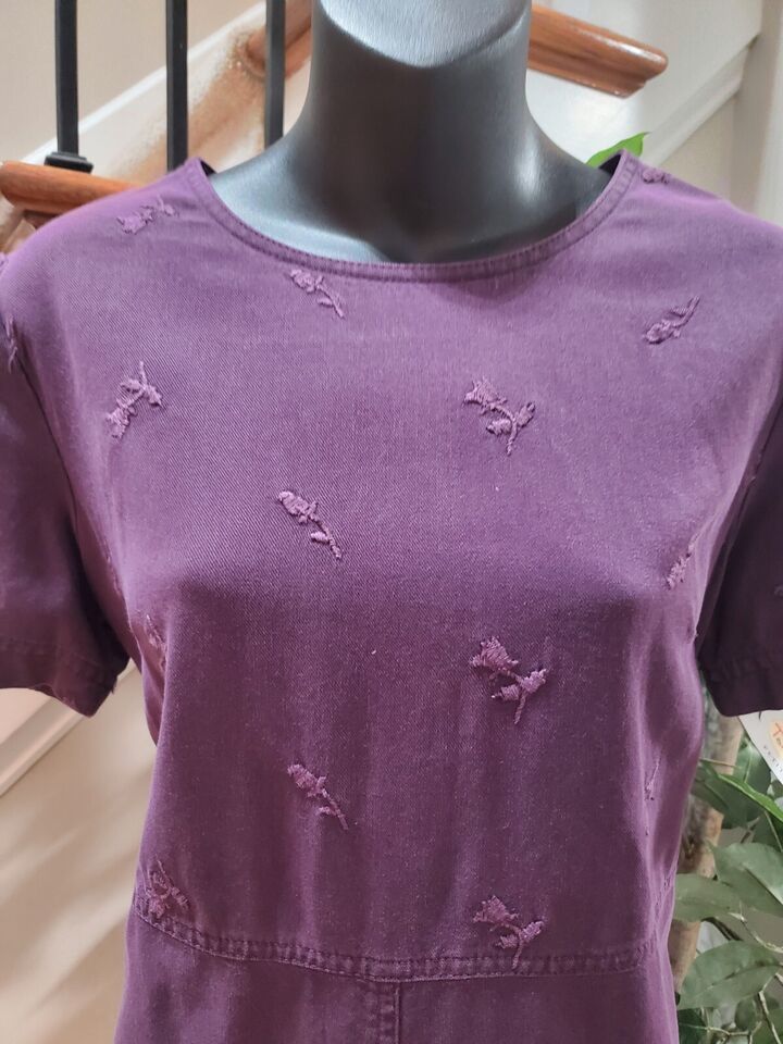 Vintage Talbots Women Purple Solid Lyocell Round Neck Short Sleeve Maxi Dress 8 Item image 4