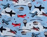 Flannel Airplanes Helicopters Hot Air Balloons Fabric Print by the Yard ... - $10.95