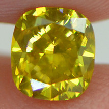 Cushion Shape Diamond Fancy Yellow Loose Enhanced 1.04 Carat SI2 IGI Certificate - £786.99 GBP