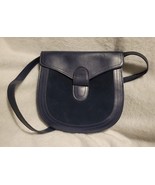 Vintage Anne Klein Blue Leather Suede Purse Shoulder Strap - £38.05 GBP