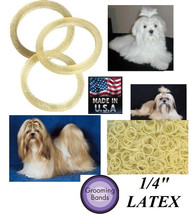 100 Dog Grooming Latex Rubber 1/4&quot; ELASTIC&amp;Rosin HAIR BAND-Ribbon&amp;Bow,To... - £7.98 GBP