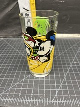 Vintage Mickey Minnie Mouse Clear Drinking Glass Disney Driving Yellow Car - £9.59 GBP