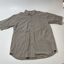 Columbia Shirt Mens Large Button Up Outdoor Short Sleeve Beige-Green Sz L - $9.88