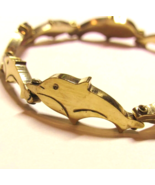 14KT Yellow Gold On Solid Sterling 925 Silver Dolphin 7.5&quot; Bracelet 21.6g - $51.22