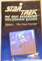 Star Trek The Next Generation Riker, Worf, Data Hologram Pin Badge 1992 NEW - $9.74