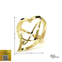 10K Gold Big Curved Heart A Ring - £135.88 GBP
