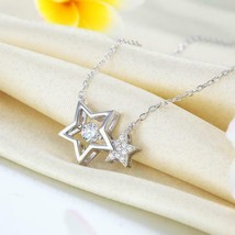 0.90Ct Diamonds Celestial Star Drop Pendant Chain Necklace 14k White Gold Finish - £52.16 GBP