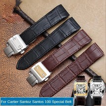 20/23mm Genuine Leather Strap fit for Cartier Santos 100 Watch Folding B... - $23.69+