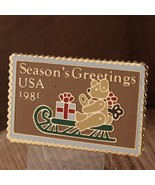 Season&#39;s Greetings USA 1981 Teddy Bear Postage Stamp Lapel Pin The March... - $17.83