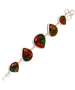 Multi Color Dichroic Glass Pear Gemstone 925 Silver Handmade Adjustable ... - £26.09 GBP