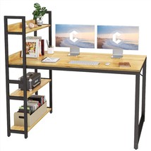 Computer Desk 55 Inch With Storage Shelves Study Writing Table For Home Office,M - £175.34 GBP