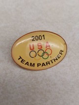 Vintage Olympic Pin Team USA 2001 Team Partner Pinback Olympic Rings - £11.71 GBP