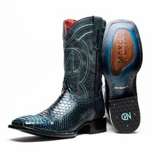 Marco Di Milano Genuine Snake Skin Cowboy Boot Missouri Black / Blue image 2
