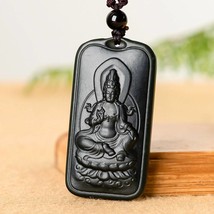 Black Jade Guanyin Real Genuine Jade Both Size Pendant Necklace, Authentic Grade - £68.65 GBP