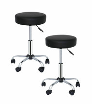 2PCS Adjustable Hydraulic Rolling Chair Tattoo Salon Stool Leather Black  - $99.99