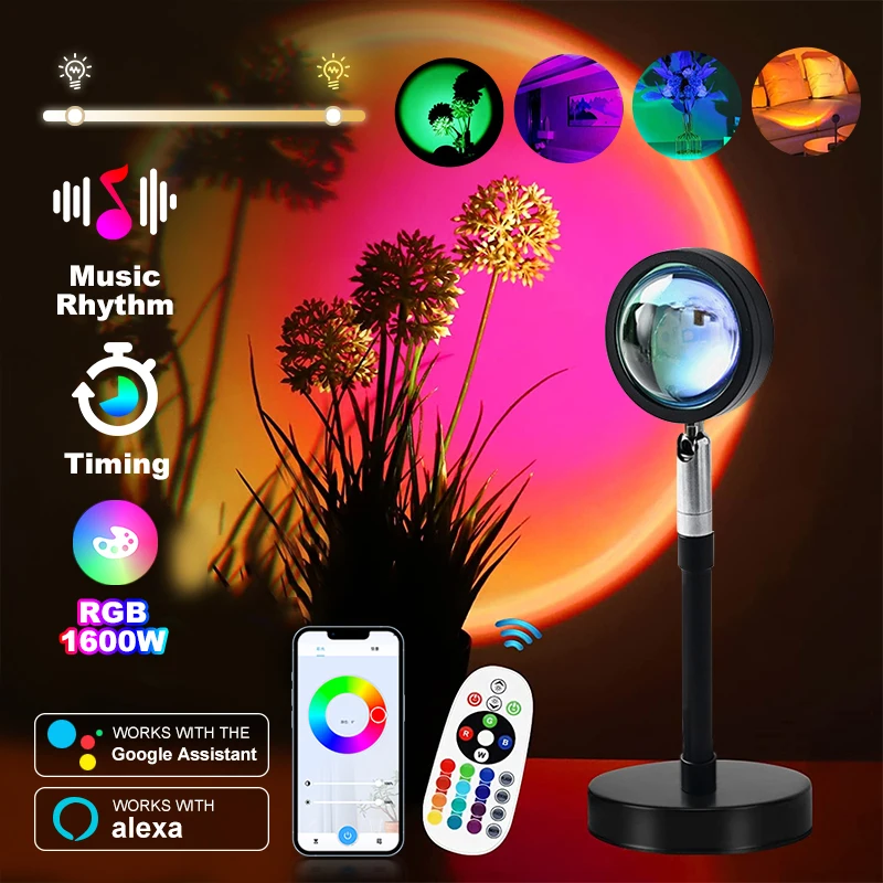 Sunset Rainbow Lamp Projector Tuya WiFi RGB Remote Control Light Atmosph... - $15.44+
