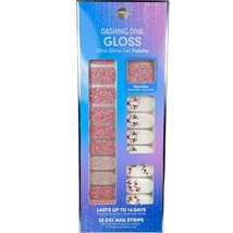 NEW Dashing Diva Gloss Shine Nail Strips Pink Reindeer Lights Glitter Ch... - $16.88