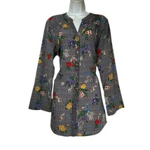 Fig and Flower Sheer Floral Long Sleeve Back Tie Blouse Size L - £18.50 GBP