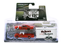 1966 Dodge D-100 Pickup Truck Red with White Top and 1969 Dodge Super Ch... - $39.29