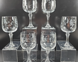 6 Princess House Bordeaux Clear Water Goblet Set Crystal Floral Cut Stem... - $78.87