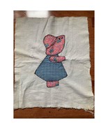 Vtg Ivory Sunbonnet Sue doll Applique Stitch Square Sewing Quilting Piec... - £12.24 GBP