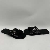 Ted Baker JOSEEI Black Leather X-Band Open Toe Slide Sandals, Size 39.5 (9) - £33.72 GBP