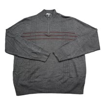 Dockers Jacket Mens Large Gray Red 1/4 Zip Coat Fleece Knit Acrylic Casual  - $24.63