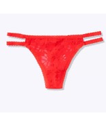Victoria&#39;s Secret PINK allover Lace Strappy Thong Panty Red Hot Pepper M... - €14,45 EUR