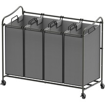 Simplehouseware 4-Bag Heavy Duty Laundry Sorter Rolling Cart, Dark Grey - £51.40 GBP