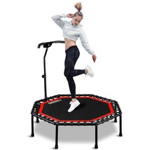 51&quot; Silent Trampoline With Adjustable Handle Bar, Fitness Trampoline Bungee Rebo - £186.65 GBP